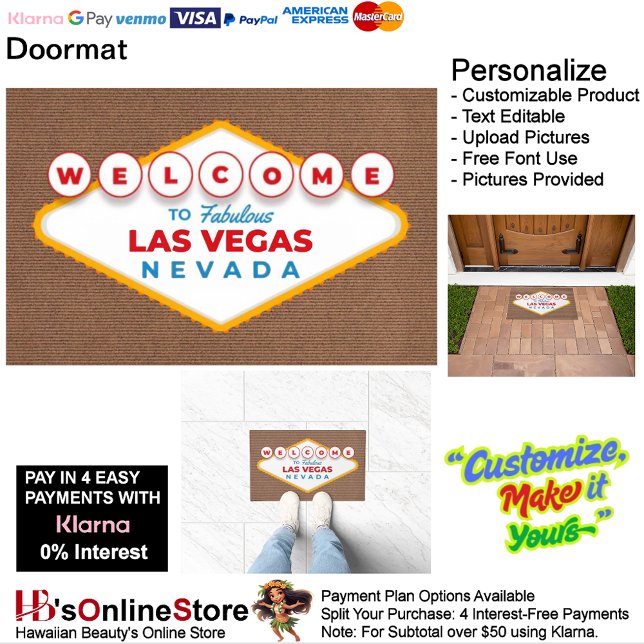 Felpudo Bienvenidos a Fabulous Las Vegas Nevada Doormat (Welcome to Fabulous Las Vegas Nevada Doormat.)
