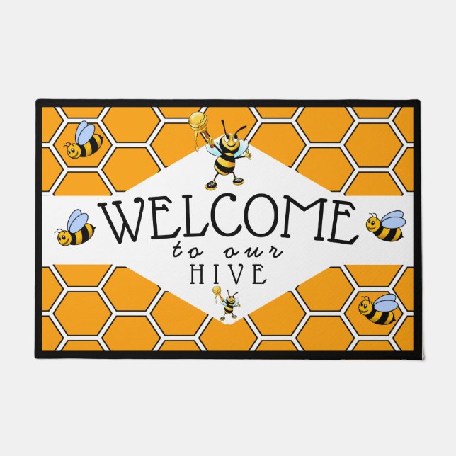 Felpudo Bienvenidos A Guay A Nuestra Bee Hive (Anverso)
