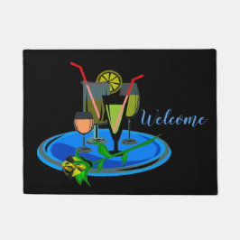 Felpudo Bienvenidos a la bandeja de bebidas y cócteles Fie