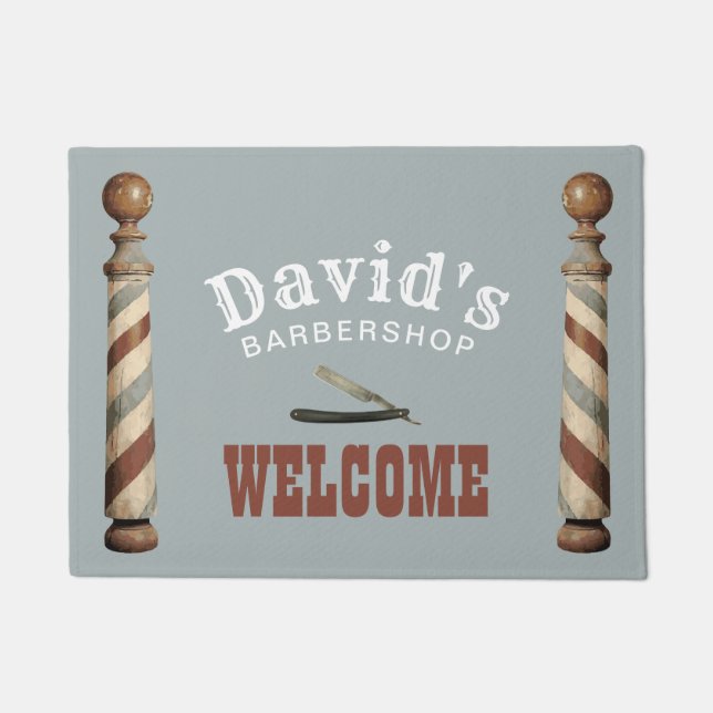 Felpudo Bienvenidos a la Barbería Barber-Hair Stylist de V (Anverso)