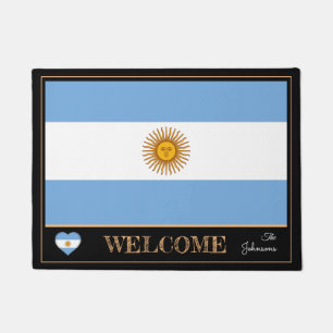 Felpudo Bienvenidos a la casa de bandera argentina y a los