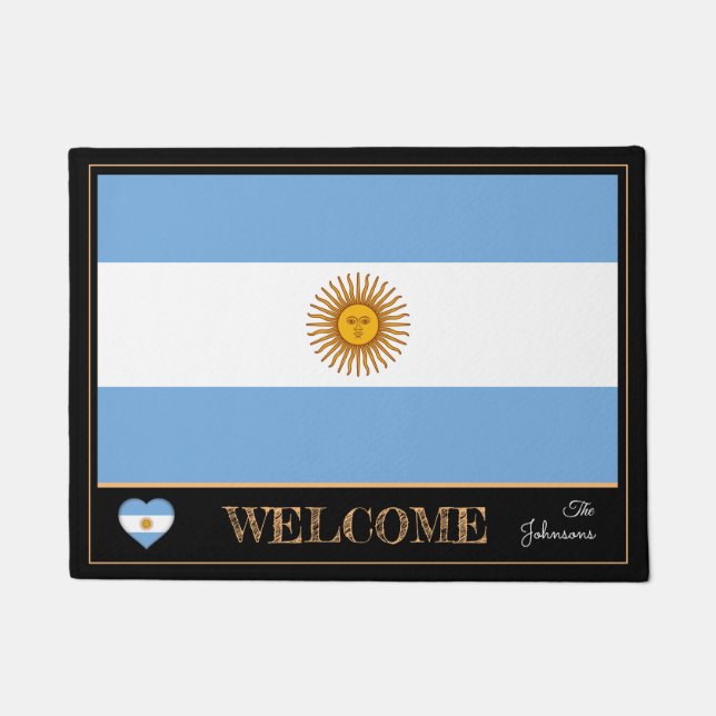 Felpudo Bienvenidos a la casa de bandera argentina y a los (Anverso)
