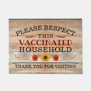 Felpudo Bienvenidos a la Madera Rústica con Girasol VACUNA