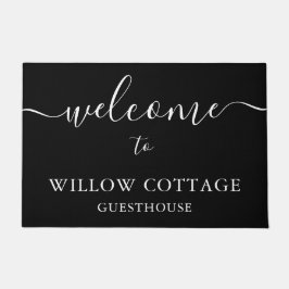 Felpudo Bienvenidos a la moderna pensión en blanco y negro