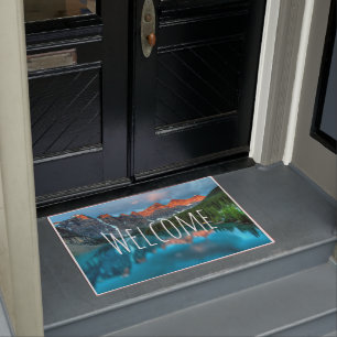 Felpudo Bienvenidos a la montaña y al lago panorámicos