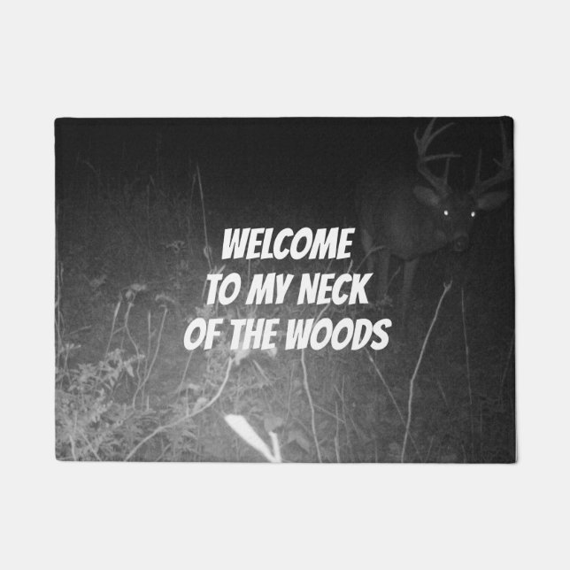 Felpudo Bienvenidos a mi cuello del venado de los bosques  (Anverso)