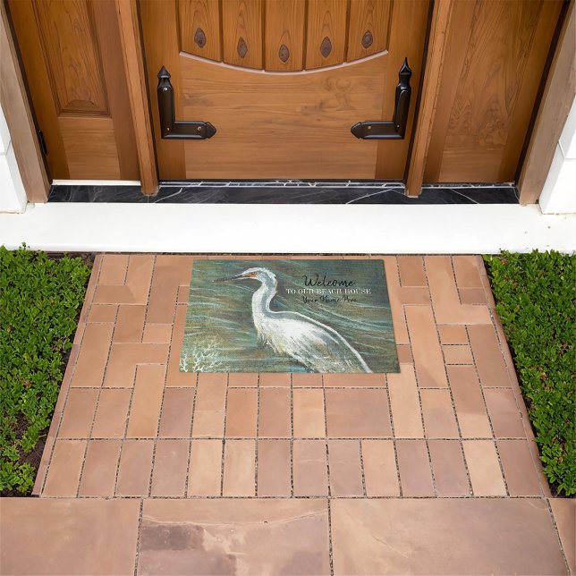 Felpudo Bienvenidos A Nuestra Casa De Playa Arte De Shoreb (Welcome To Our Beach House Shorebird Art Doormat from Jenn's Emporium. )