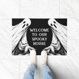 Felpudo bienvenidos a nuestra espeluznante casa Halloween