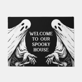 Felpudo bienvenidos a nuestra espeluznante casa Halloween