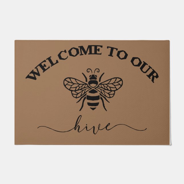 Felpudo Bienvenidos A Nuestra Hive Mat, Simple Abeja  (Anverso)