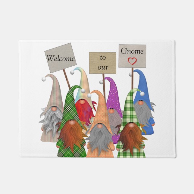 Felpudo Bienvenidos a nuestra puerta Gnome Mat (Anverso)