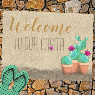 Felpudo BIENVENIDOS A Nuestro Cactus De Flor Del Suroeste
