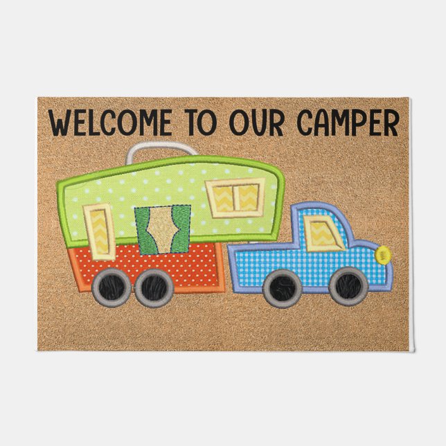 Felpudo Bienvenidos A Nuestro Camper Mat, Camping Cute (Anverso)