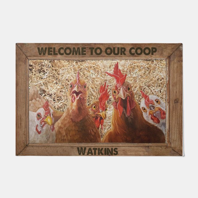 Felpudo Bienvenidos A Nuestro Doormat De Coop, Pollo Perso (Anverso)