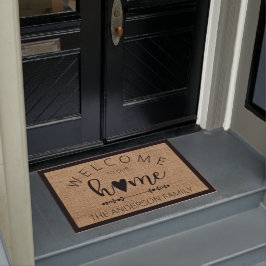 Felpudo Bienvenidos a nuestro Doormat personalizado en cas