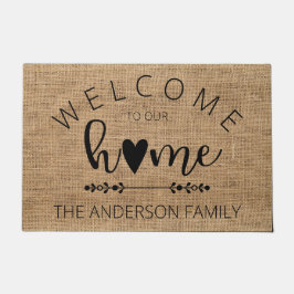 Felpudo Bienvenidos a nuestro hogar personalizado