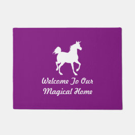 Felpudo Bienvenidos A Nuestro Magnífico Hogar - Unicornio