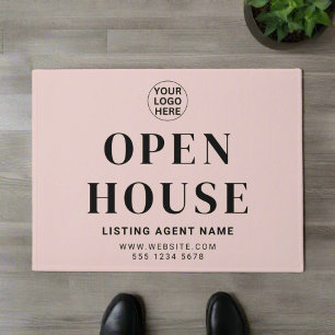 Felpudo Bienvenidos a Open House l Real Estate Rubor Pink