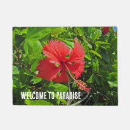 Felpudo Bienvenidos A Paradise Tropical Flower Beach House