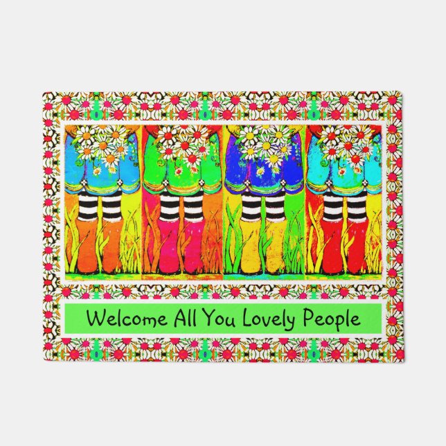 Felpudo Bienvenidos a todos los adorables botes y maricone (Anverso)