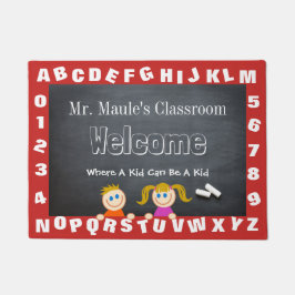 Felpudo Bienvenidos al alfabeto de aula personalizado del