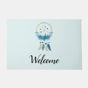 Felpudo Bienvenidos al Blue Dreamcatcher Stylish Boho Desi