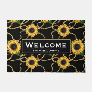 Felpudo Bienvenidos al elegante patrón de diseño amarillo