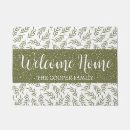 Felpudo Bienvenidos al Green Winter Cypress & Snowfall Pat