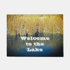 Felpudo Bienvenidos al lago Lakeside de Reflexión del Agua