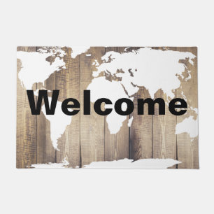 Felpudo Bienvenidos al Mapa del Mundo Blanco Planes de Mad