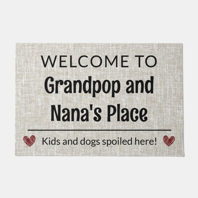 Felpudo Bienvenidos al Personalizable Grandpop y Nana's Pl (Anverso)