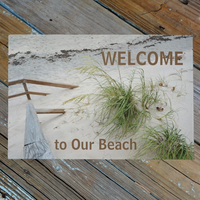 Felpudo Bienvenidos al Personalizable Sandy White Beach Se (Subido por el creador)