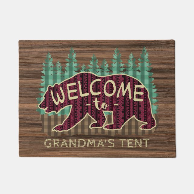 Felpudo Bienvenidos al rústico doormat personalizado de ac (Anverso)