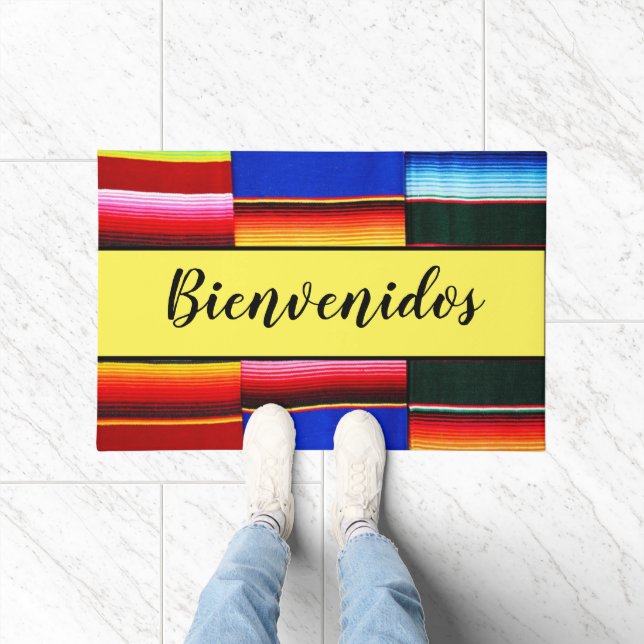 Felpudo Bienvenidos (Bienvenidos) rayas de serape  (Interior)