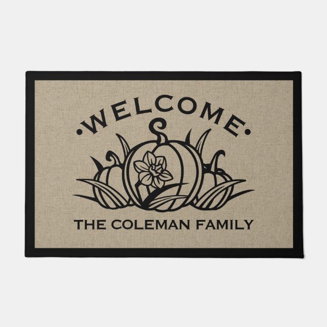 Felpudo Bienvenidos Calabaza y Petales (Anverso)