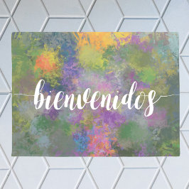 Felpudo Bienvenidos con fondo pintado