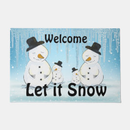Felpudo Bienvenidos Dejen que nieve los muñecos de nieve