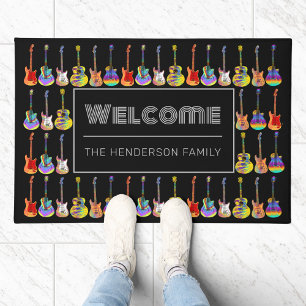 Felpudo Bienvenidos Guitarras Coloridas Familia Nombre Neg