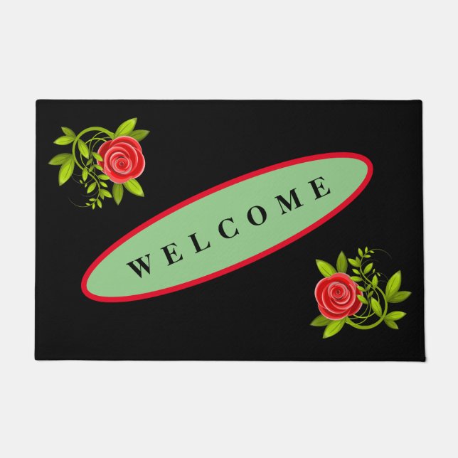 FELPUDO BIENVENIDOS ROSA NEGRO NUEVO (Anverso)