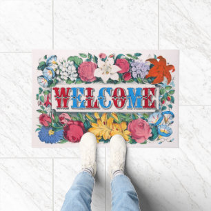 Felpudo Bienvenidos Rosas Lilies Flower Garden