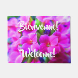 Felpudo Bienvenue Welcome Flores Brillantes en Francés Ing