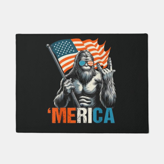 Felpudo Bigfoot Merica Rock American Flag (Anverso)