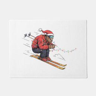 Felpudo Bigfoot Sasquatch Esquiando Navidad Hielo Esquí
