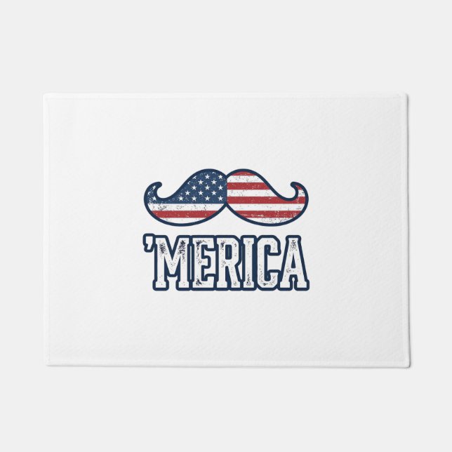 Felpudo Bigote Patriótico América Angustiada Diseño Vector (Anverso)