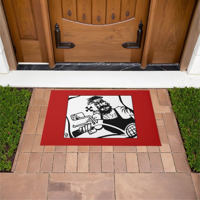 Felpudo Biker Bro Doormat negro y rojo (Exterior)