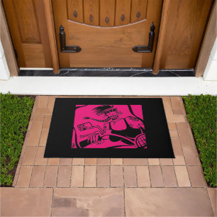Felpudo Biker Chick negro pink doormat