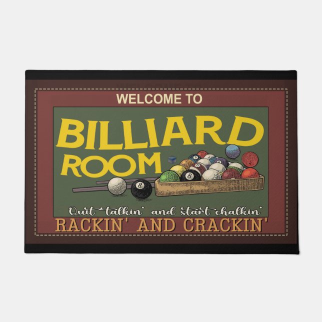 Felpudo Billiard Lover Mat, Billiard Doormat, Pool Player (Anverso)