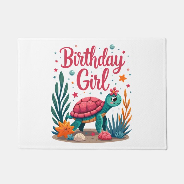 Felpudo Birthday Girl Sea Turtle Theme Birthday Party Ocea (Anverso)