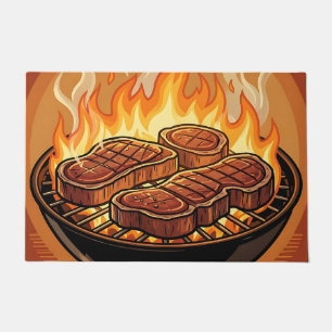 Felpudo Bistecs a la parrilla Llamas de barbacoa