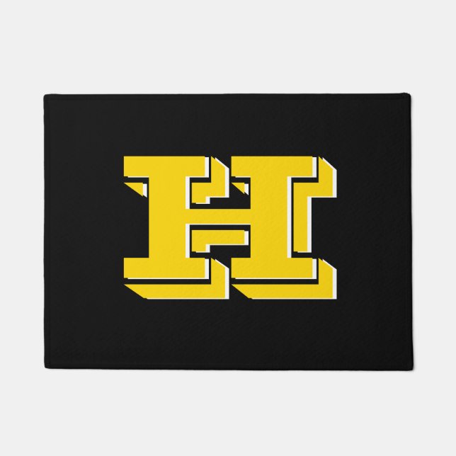 Felpudo Black and Gold Collegiate Color Style Monogram (Anverso)